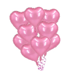 Kalp Folyo balon 8 adet hava ve helyum ile uyumlu 25cm