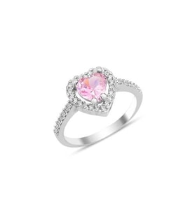 Yantra Silver 925 Ayar Kalpli Zirkon Taşlı Gümüş Yüzük (Açık Pembe)