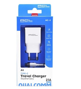 ACL  2.1A  Şarj Aleti Adaptör ve Type-C USB Kablo