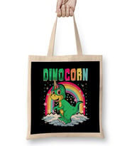 Cute Dinocorn Dinosaur & Unicorn Unisaur Bez Çanta Uzun Saplı