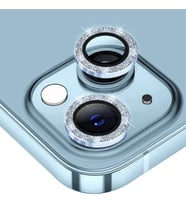 ALLY iPhone 14-14 Plus Diamond Taş İşlemeli Alüminyum Alaşımlı Kamera Lens Ko - GLST4084-351 (Açık Mavi)