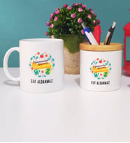 Öğretmenler Günü Hediyesi Kupa Bardak Beyaz ve Kalemlik
