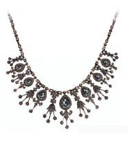 Aşina Gümüş - Elmas Montür Black Diamond Swarovski Damla Gerdanlık * Sevgiliye Hediye