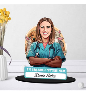 Kişiye Özel Kadın Veterinere Hediye Karikatürlü Biblo