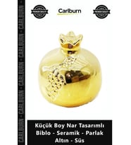 Özel Üretim Gold Modern Dekoratif Estetik Küçük Boy Nar Tasarımlı Biblo Seramik Parlak Altın Süs