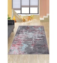 Pembe Mavi Kaymaz Taban Dekoratif Modern Salon Halısı PR021 - 100 x 160 cm