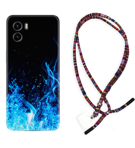 Vivo Y15S Y32 Y33S Y51 Y53S Kılıf Boyun Asklı Rasta Silikon Blue Fire 1678