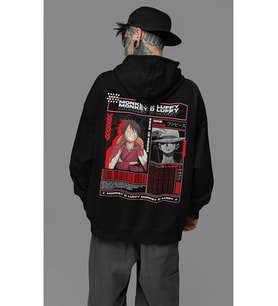 Monkey D. Luffy Karakter Baskılı Unisex Oversize Anime Hoodie
