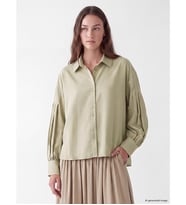 LCW Modest Yeşil Loose Fit Pileli Kadın Gömlek