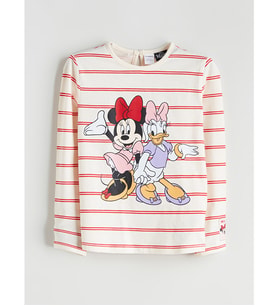 LCW Kids Kırmızı Bisiklet Yaka Minnie Mouse Baskılı Uzun Kollu Kız Çocuk Tişört