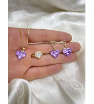 Love Kolye Küpe Yüzük Kombin Set - En Güzel Hediye Sizlerle