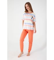 Roly Poly 3097 Sloping Krem Kadın Kısa Kol Pijama Takım