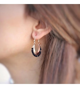 Onix Taşlı Otantik Rose Gold Kaplama Gümüş Küpe