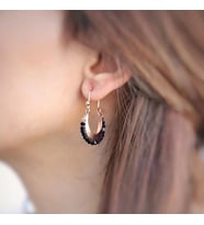 Onix Taşlı Otantik Rose Gold Kaplama Gümüş Küpe