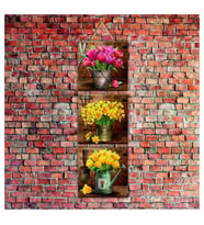 Cakatablo Pembe Sarı Laleler Baskılı  3-Parça MDF Tablo
