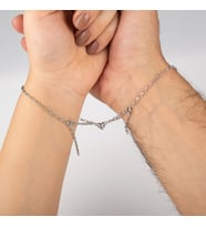 Gümüş Çift Aşk Bileklik Rodaj/Rodaj