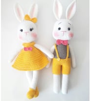 Bay ve Bayan Tavşik Amigurumi Organik Oyuncak