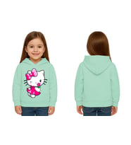 Unisex hello kity  Baskılı Çocuk Swaetshirt  Baskılı Kapüşonlu 3 İplik Şardonlu (Mint Yeşili)