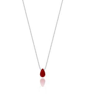 Gümüş Kolye Kırmızı Kristal Taşlı Bayan Kolyesi Uc-489