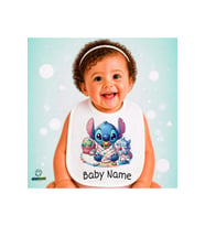 Kişiye Özel Stitch Keten Bebek Mama Önlüğü – Yumuşak, Emici, Yıkanabilir, Özel Tasarım P105