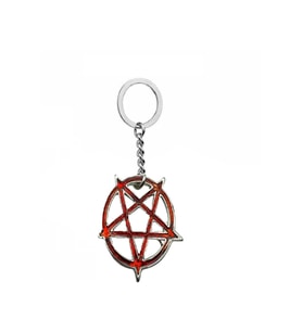 Kırmızı Yuvarlak Pentagram Yıldız Figürlü Unisex Anahtarlık – Gotik, Mistik ve Spiritüel Tasarım