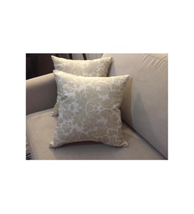 Keten Yaprak Baskılı Pamuklu Kumaş Krem/Bej Kırlent 45*45 cm İkili - 786