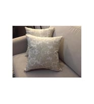 Keten Yaprak Baskılı Pamuklu Kumaş Krem/Bej Kırlent 45*45 cm İkili - 786