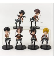 9cm 6 adet/grup Titan Eren Jager Mikasa Levi Ackerman Arlert Hanji Zoe Sasha Braus PVC Biblo Seti