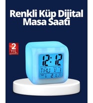 Renk Değiştiren Led Alarmlı Dijital Küp Masa Saati