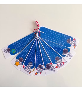 Uzay Desenli Çarpım Tablosu Çalışma Kartları 4x13 cm (Çok Renkli)