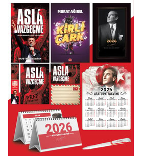 Asla Vazgeçme - Ayraç - Kartpostal - Poster - Kirli Çark -  2026 Ajanda İstikbal - İstikbal Ahşap Duvar Takvimi - Masa Takvimi