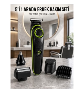 Mey İthalat® 5'i 1 Arada Erkek Bakım Seti Çok Başlıklı Sakal Vücut Burun Kulak Tıraş Makinesi