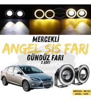 Ford Focus 3 2011-2014 Uyumlu Mercekli Angel Sis Farı Metal 76 mm Sarı Halkalı Gündüz Farı 2 Adet
