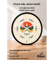 İsme Özel Roket ve Uzay Çocuk Odası Duvar Saati Orta Boy 30 cm Siyah Camlı Sessiz