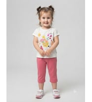 Kız Bebek Kolları Fırfırlı Meyve Baskılı Taytlı Takım - 9-12 AY / KREM