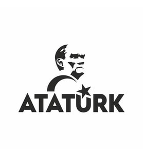 Atatürk Türk Bayrağı Sticker siyah 20x12 CM (Siyah-Siyah)