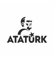 Atatürk Türk Bayrağı Sticker siyah 20x12 CM (Siyah-Siyah)