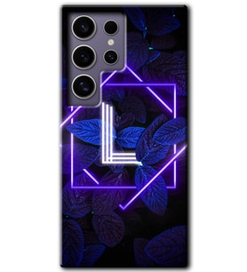 Galaxy S24 Ultra Kılıf HD Desen Baskılı Kılıf - Dark Neon Yaprak L Harfi