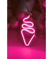 Dondurma Şeklinde Neon LED Işıklı Çocuk Odası Tablosu 9x20 cm (Krem)