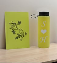 BK Gift Sevgiliye Özel İsimli Sarı Defter ve Cam Matara Hediye Seti-11, Sevgiliye Hediye, Sevgililer Günü, Yeni İş Hediyesi