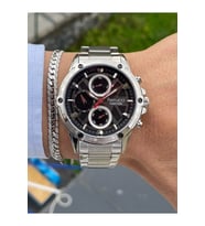 Silver Renk Çelik Kordon Kronometreli Spor Model Erkek Kol Saati+Bileklik Hediyeli (Siyah)
