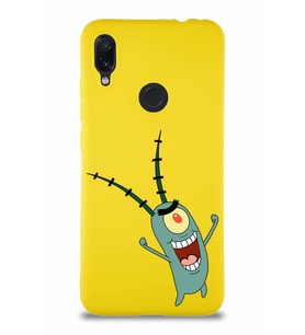 Xiaomi Redmi Note 7 Soft Premier Kapak Plankton Tasarımlı Silikon Kılıf - Sarı (Şeffaf)
