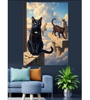 Kara Kedi Çorba İçiyor Dekoratif Kanvas - Mdf Ahşap Tablo