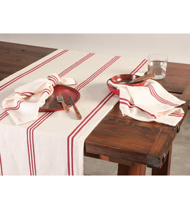 Chantilly Kırmızı Çizgili Pamuk Runner 50x150cm