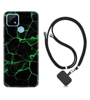 Realme C11 C21 C21Y C25Y C11 2021 Kılıf Boyun Askılı Silikon Yeşil Şerit Mermer 1320