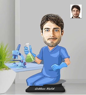 Kişiye Özel Laborant Erkek Ahşap Biblo-1