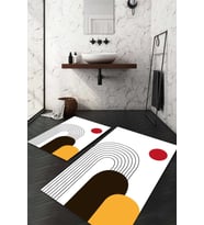 Dijital Baskılı Kaymaz Taban Yıkanabilir 2'li Klozet Takımı Banyo Paspası NDKZ-HS-563 (Beyaz)