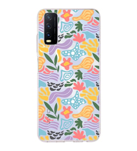 Vivo Y20 ile Uyumlu 1mm Kapak Memphis Desen Tasarımlı Şeffaf Silikon Kılıf