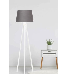 3 Ayaklı Ahşap Lambader Kumaş  Antrasit Mdf Beyaz LY570