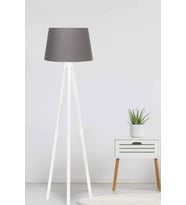 3 Ayaklı Ahşap Lambader Kumaş  Antrasit Mdf Beyaz LY570